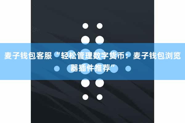 麦子钱包客服 “轻松管理数字货币：麦子钱包浏览器插件推荐”