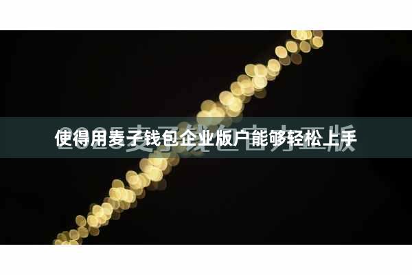 使得用麦子钱包企业版户能够轻松上手
