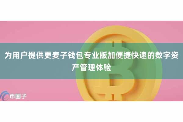 为用户提供更麦子钱包专业版加便捷快速的数字资产管理体验