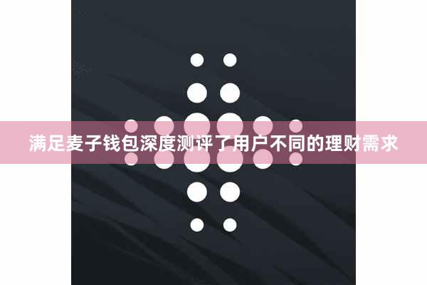 满足麦子钱包深度测评了用户不同的理财需求